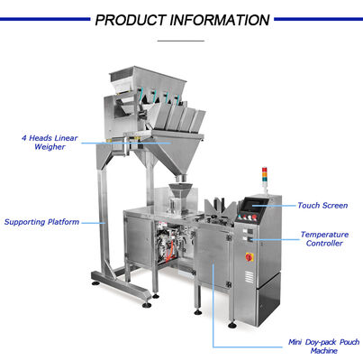 Automatic Filling Labeling Machine for Food Items (Nuts Rice Potato Chips Candy Biscuits) Plastic Doypack Bags